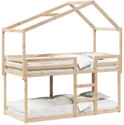 vidaXL Pat supraetajat cu acoperis, alb, 80x200 cm, lemn masiv de pin GartenMobel Dekor (3282041)