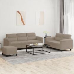 vidaXL Set de canapele cu perne, 3 piese, gri taupe, microfibra GartenMobel Dekor (3202344) Canapea