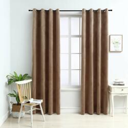 vidaXL Draperii opace cu inele, 2 buc. , bej, 140 x 225 cm, catifea GartenMobel Dekor (134505)