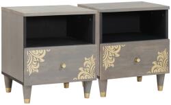 vidaXL Set 2 noptiere gri din lemn masiv de mango, 40x33x46 cm (4018779)