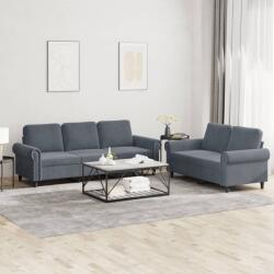 vidaXL Set de canapele cu perne, 2 piese, gri închis, catifea GartenMobel Dekor (3202251) Canapea