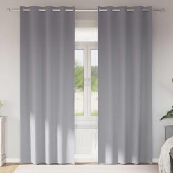 vidaXL Perdele Opaque cu Inel 2 pcs Gri deschis 260 x 140 cm Poliester GartenMobel Dekor (4107347)
