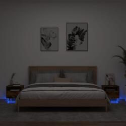 vidaXL Noptiere cu lumini LED, 2 buc. , stejar fumuriu, 40x39x37 cm GartenMobel Dekor (836807)