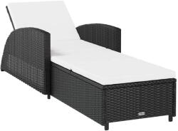 vidaXL Sezlong cu perna alb crem, negru, poliratan GartenMobel Dekor (317177)