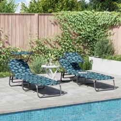 vidaXL Sezlonguri pliabile 2 pcs cu print cu frunze din tesatura Oxford 600D GartenMobel Dekor (42003139)