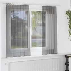 vidaXL Perdele Voile cu buzunare pentru bare 2 buc gri închis GartenMobel Dekor (4102181)