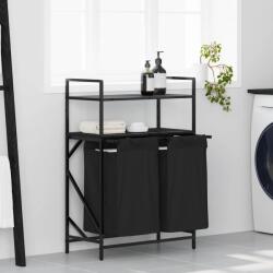 vidaXL Cos de rufe 2 compartimente cu rafturi stejar negru GartenMobel Dekor (859085)