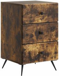 vidaXL Noptiera stejar fumuriu cu 3 sertare, 43 x 41 x 66, 5 cm, lemn prelucrat (895480)