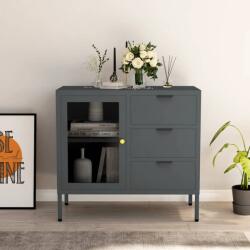 vidaXL Servanta, antracit, 75x35x70 cm, otel si sticla securizata GartenMobel Dekor (336075) Comoda