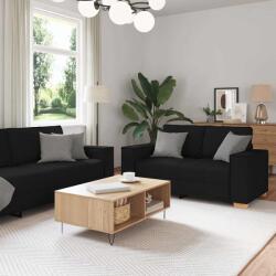 vidaXL Set de canapele cu perne, 2 piese, negru, textil GartenMobel Dekor (3324693) Canapea