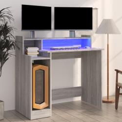 vidaXL Birou cu lumini LED, gri sonoma, 97x90x45 cm lemn prelucrat GartenMobel Dekor (820476)