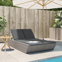 vidaXL Sezlong dublu cu perne, gri, poliratan GartenMobel Dekor (368181)