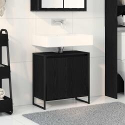 vidaXL Dulap de Baie cu usa Stejar Negru 60 x 30 x 60 cm Lemn compozit GartenMobel Dekor (886486)