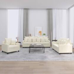 vidaXL Set de canapele cu perne, 3 piese, crem, catifea GartenMobel Dekor (3201688) Canapea
