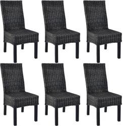 vidaXL Scaune de bucatarie, 6 buc, negru, ratan Kubu & lemn de mango GartenMobel Dekor (275470)