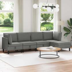 vidaXL Set de mobilier pentru living 5 pcs Gri închis Tesatura GartenMobel Dekor (3413806) Canapea