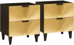 vidaXL Set 2 noptiere negre cu auriu, 4 sertare, 40 x 33 x 46 cm (4017827)