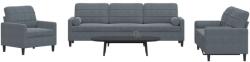 vidaXL Set de canapele cu perne/rulouri, 3 piese, gri închis, catifea GartenMobel Dekor (3278452) Canapea