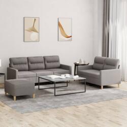 vidaXL Set de canapea cu perne, 3 piese, gri taupe, material textil GartenMobel Dekor (3201615) Canapea