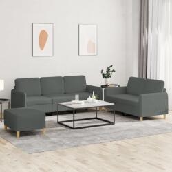 vidaXL Set de canapele cu perne, 3 piese, gri închis, textil GartenMobel Dekor (3202127) Canapea