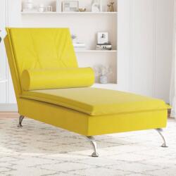 vidaXL Sezlong de masaj cu suport sprijin, galben, catifea GartenMobel Dekor (379456)