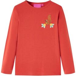 vidaXL Tricou de copii cu maneci lungi, rosu ars, 140 GartenMobel Dekor (13523)