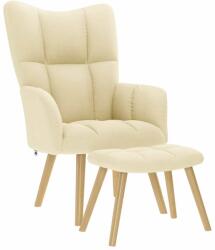 vidaXL Scaun de relaxare cu taburet, crem, textil GartenMobel Dekor (4016785)