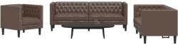 vidaXL Set canapele Chesterfield cu 3 locuri, maro, piele eco. GartenMobel Dekor (3209269) Canapea