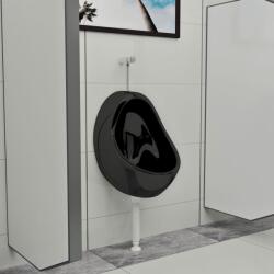 vidaXL Pisoar de perete cu supapa pentru spalare, negru, ceramica GartenMobel Dekor (143992)