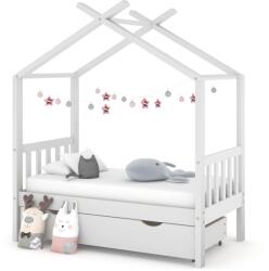 vidaXL Cadru pat de copii cu un sertar, alb, 70x140 cm, lemn masiv pin GartenMobel Dekor (322148)