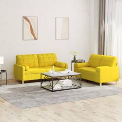 vidaXL Set de canapele cu perne, 2 piese, galben deschis, textil GartenMobel Dekor (3201295) Canapea