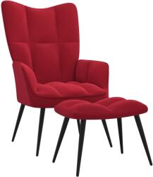 vidaXL Scaun de relaxare cu taburet, rosu vin, catifea GartenMobel Dekor (328089)