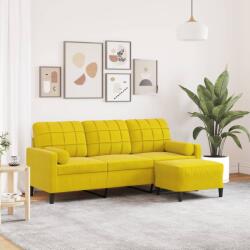 vidaXL Canapea cu 3 locuri si taburet, galben, 180 cm, catifea GartenMobel Dekor (3278273) Canapea