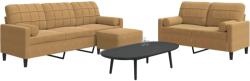 vidaXL Set de canapele cu perne/rulouri, 3 piese, maro, catifea GartenMobel Dekor (3278428) Canapea