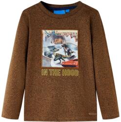 vidaXL Tricou de copii cu maneci lungi, coniac melanj, 116 GartenMobel Dekor (12831)