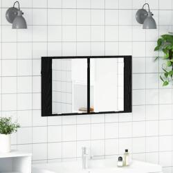 vidaXL Dulap cu oglinda pentru baie Stejar Negru 80 x 12 x 45 cm GartenMobel Dekor (886228)