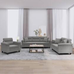 vidaXL Set de canapele cu perne, 3 piese, gri închis, microfibra GartenMobel Dekor (3202304) Canapea