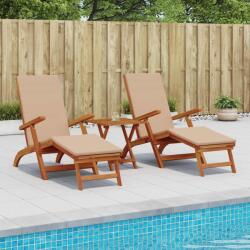 vidaXL Sezlong pliabil si culisant 3 pcs Gri taupe GartenMobel Dekor (3415411)