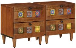 vidaXL Set 2 noptiere maro din lemn masiv de mango, 40 x 33 x 46 cm (4018223)