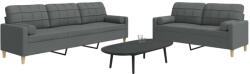 vidaXL Set de canapele cu perne, 2 piese, gri închis, material textil GartenMobel Dekor (3278336) Canapea