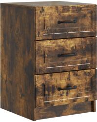 vidaXL Noptiera stejar fumuriu cu 3 sertare, 43 x 41 x 63, 5 cm, lemn prelucrat (895710)