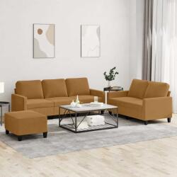 vidaXL Set de canapele cu perne, 3 piese, maro, catifea GartenMobel Dekor (3201533) Canapea