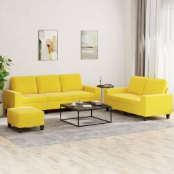 vidaXL Set de canapele, 3 piese, galben deschis, textil GartenMobel Dekor (3201911) Canapea
