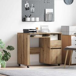vidaXL Birou cu Roti stejar artizanal 91 x 50 x 77 cm Lemn compozit GartenMobel Dekor (869537)