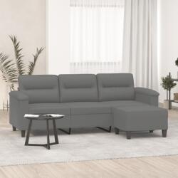 vidaXL Canapea cu 3 locuri si taburet, gri închis, 180 cm, microfibra GartenMobel Dekor (3201233) Canapea