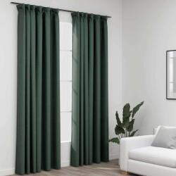 vidaXL Draperii opace aspect in, cu carlige, 2 buc. verde, 140x245 cm GartenMobel Dekor (321190)