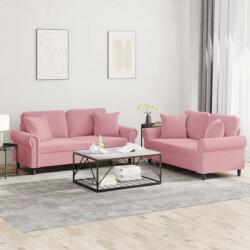 vidaXL Set canapea cu perne, 2 piese, roz, catifea GartenMobel Dekor (3202233) Canapea