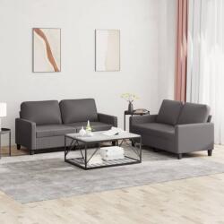 vidaXL Set de canapele cu perne, 2 piese, gri, piele ecologica GartenMobel Dekor (3201410) Canapea