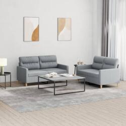 vidaXL Set de canapele cu perne, 2 piese, gri deschis, textil GartenMobel Dekor (3201568) Canapea