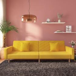 vidaXL Canapea extensibila cu 2 locuri, 2 perne, galben, textil GartenMobel Dekor (375906) Canapea